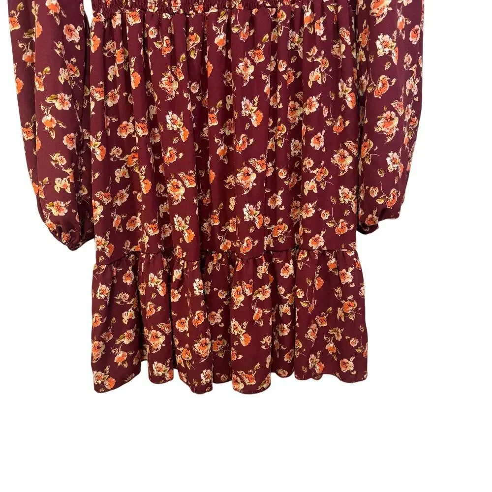 Inspired Hearts purple floral dress with long‎ sleeves. Girls XL